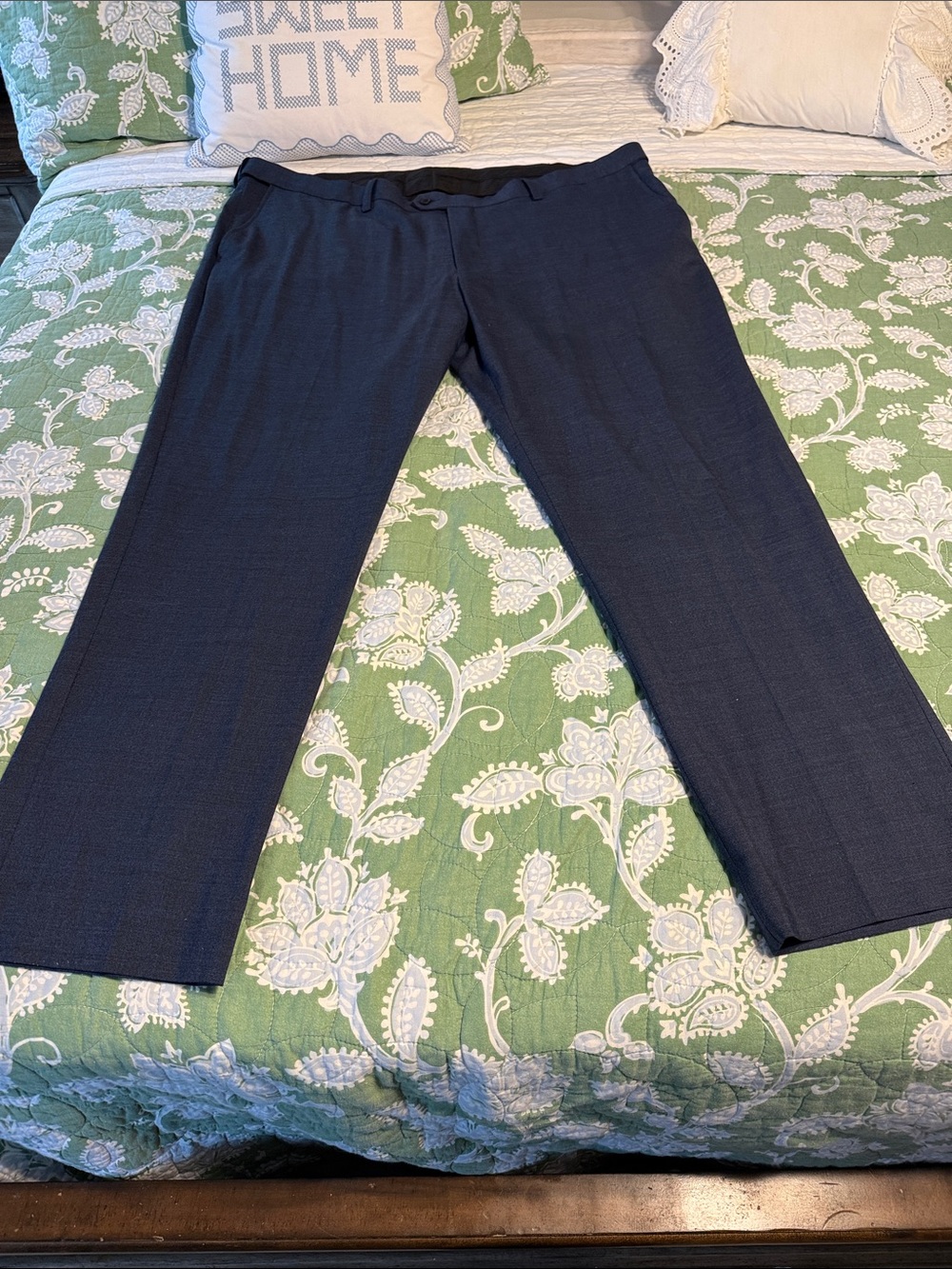 Men's Navy Dress Pants - Tailored Flat Front